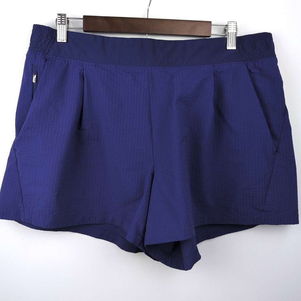 Athleta Women Size 16 "Textured Brooklyn Shorts" Blue Active Hiking 4" Inseam